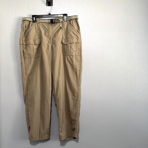 L.L. Bean 100% Nylon Tan Hiking Pants with Adjustable Belt Size 14